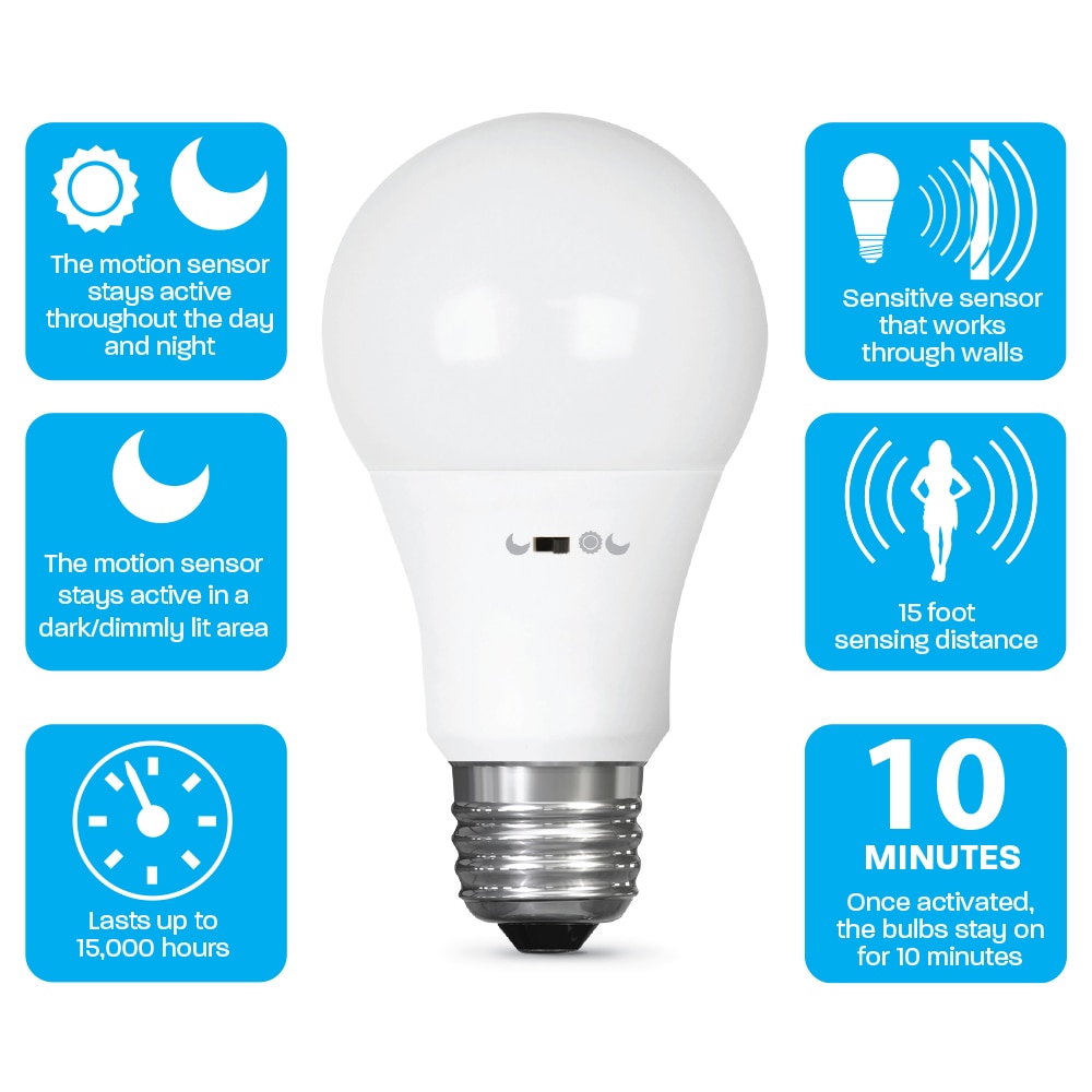 Feit Electric 60Watt Equivalent A19 Motion Activated 90+ CRI Indoor